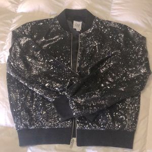 Black sequin bomber jacket by Gap